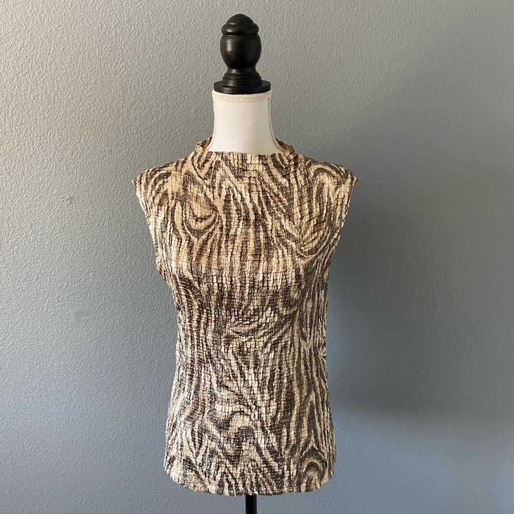 Casual Corner Sleeveless Blouse Taupe/Tan/Cream M